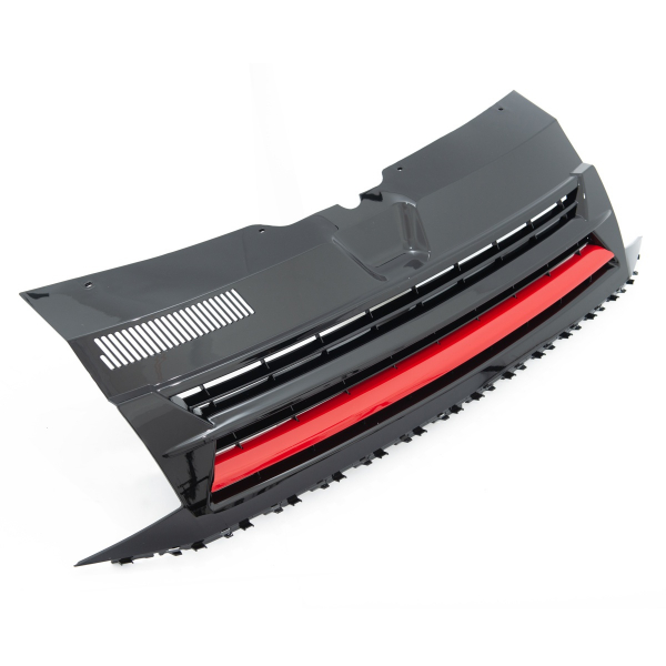 Kühlergrill Hochglanz Schwarz Leiste Rot clean ohne Emblem passt für VW T6 Multivan Transporter 2015-2019 auch Sportline