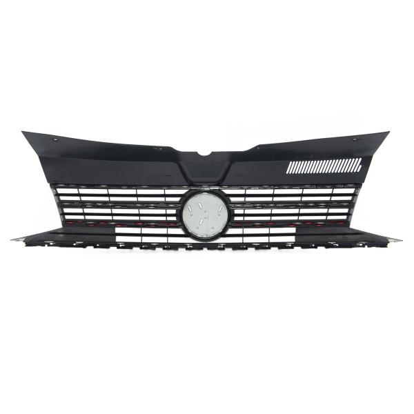 Kühlergrill in hochglanz schwarz mit roter Leiste und Emblemhalter für VW T6 Multivan/Transporter/Caravelle/Pritsche Modelle