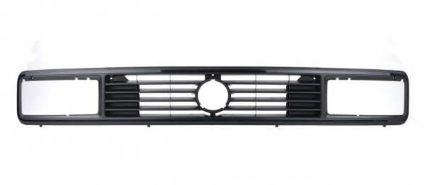 Top Angebot Schwarze eckige Multivan Doppelscheinwerfer + Sportgrill schwarz eckig + Südafrika Kühlergrill schwarz matt + Frontblinker smoke VW T3 Bus BJ 1979 - 1992