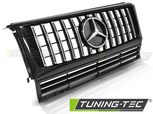 Upgrade Sportgrill / Kühlergrill für Mercedes Benz G-Klasse W463 09-12 Hochglanz schwarz/chrom