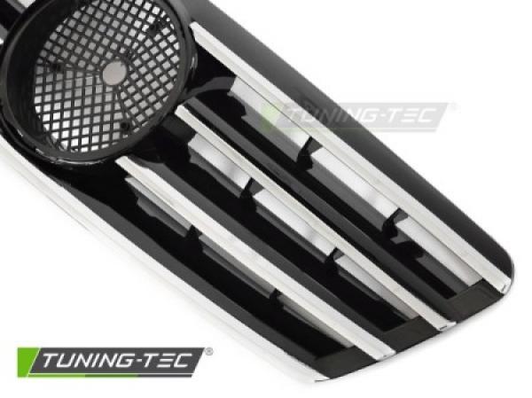 Upgrade Sportgrill / Kühlergrill passend für Mercedes Benz C-Klasse W203 00-07 Hochglanz schwarz/chrom