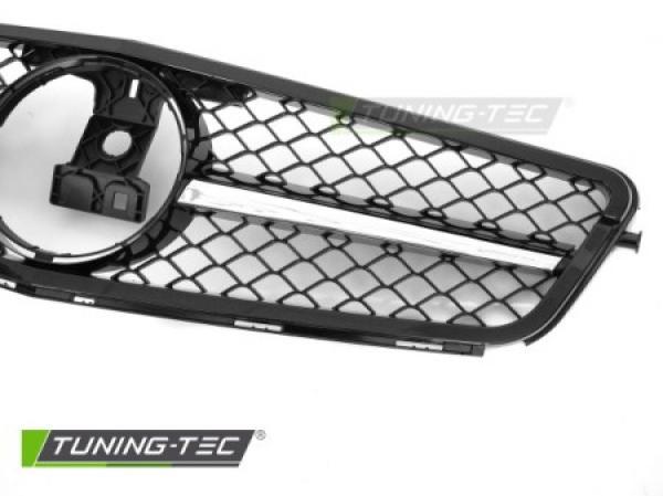 Upgrade Sportgrill / Kühlergrill passend für Mercedes Benz C-Klasse W204 07-14 Hochglanz schwarz / chrom