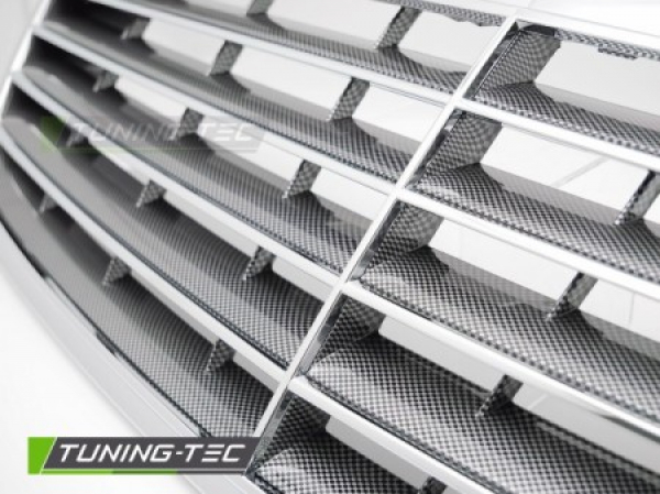 Sportgrill / Kühlergrill für Mercedes Benz S-Klasse W220 02-05 Carbonlook/Silber