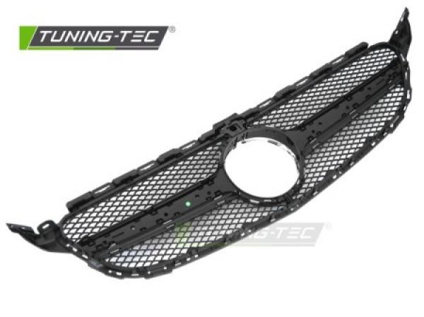 Upgrade Design Sportgrill / Kühlergrill passend für Mercedes Benz C-Klasse W205 / C205 / S205 14-23 Hochglanz schwarz/chrom