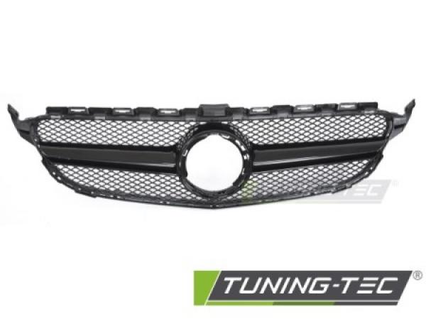 Upgrade Design Sportgrill / Kühlergrill passend für Mercedes Benz C-Klasse W205 / C205 / S205 18-23 Hochglanz schwarz (ohne Kamera System)