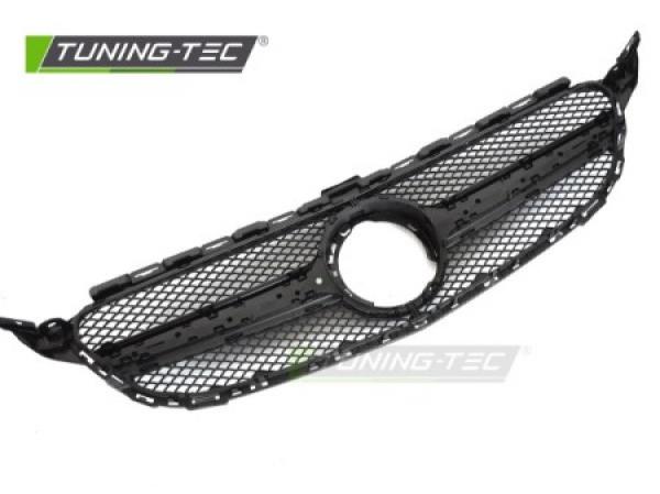 Upgrade Design Sportgrill / Kühlergrill passend für Mercedes Benz C-Klasse W205 / C205 / S205 18-23 Hochglanz schwarz (ohne Kamera System)