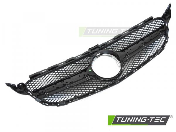 Upgrade Design Sportgrill / Kühlergrill passend für Mercedes Benz C-Klasse W205 / C205 / S205 18-23 Matt schwarz/Matt silber (ohne Kamera System)