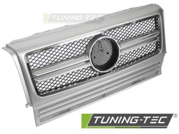 Upgrade Design Sportgrill / Kühlergrill passend für Mercedes Benz G-Klasse W463 90-12 Hochglanz Silber/chrom