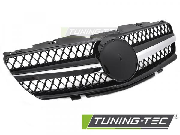 Upgrade Design Sportgrill / Kühlergrill passend für Mercedes Benz SL R230 01-06 Hochglanz schwarz/chrom
