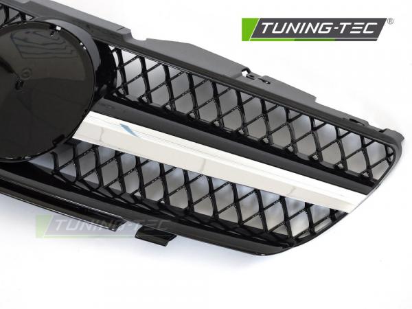 Upgrade Design Sportgrill / Kühlergrill passend für Mercedes Benz SL R230 01-06 Hochglanz schwarz/chrom