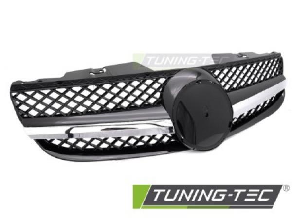 Upgrade Design Sportgrill / Kühlergrill passend für Mercedes Benz SL R230 Facelift 06-11 Hochglanz schwarz/chrom