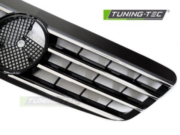 Upgrade Design Sportgrill / Kühlergrill passend für Mercedes Benz S-Klasse W220 98-02 Hochglanz schwarz /chrom