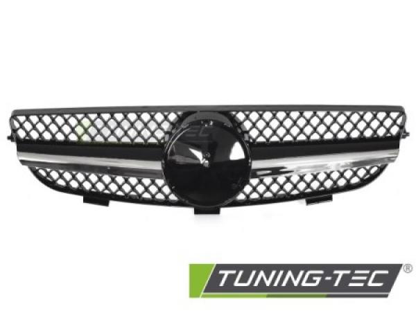 Upgrade Sportgrill / Kühlergrill passend für Mercedes Benz CLK W209 / A209 03-10 Hochglanz schwarz / chrom