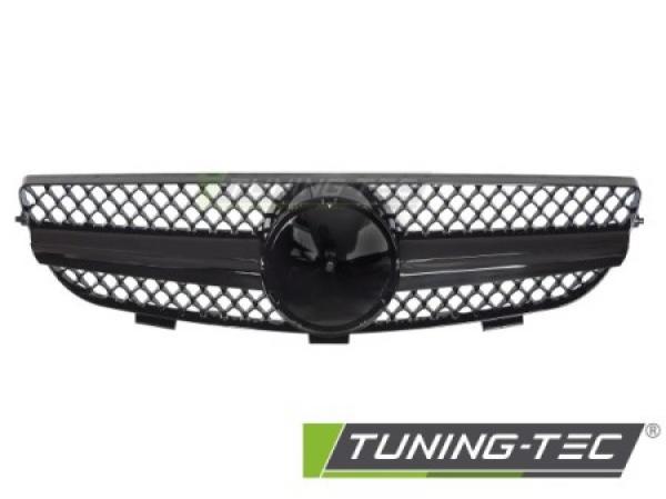 Upgrade Sportgrill / Kühlergrill passend für Mercedes Benz CLK W209 / A209 03-10 Hochglanz schwarz / chrom