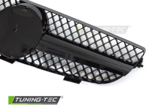 Upgrade Sportgrill / Kühlergrill passend für Mercedes Benz CLK W209 / A209 03-10 Hochglanz schwarz / chrom