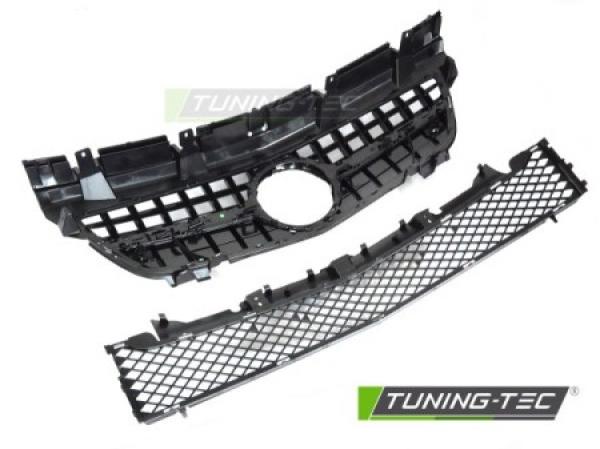 Upgrade Sportgrill / Kühlergrill passend für Mercedes Benz SLK R172 11-15 Hochglanz schwarz / chrom