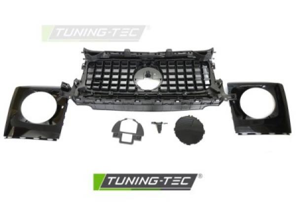 Upgrade Sportgrill / Kühlergrill + Scheinwerferblenden / Rahmen passend für Mercedes Benz G-Klasse W464 18-24 Hochglanz schwarz
