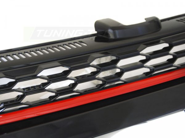 Upgrade Sportgrill / Kühlergrill für Volkswagen Golf 7 (VII) Facelift 17-20 schwarz/rot in Wabendesign