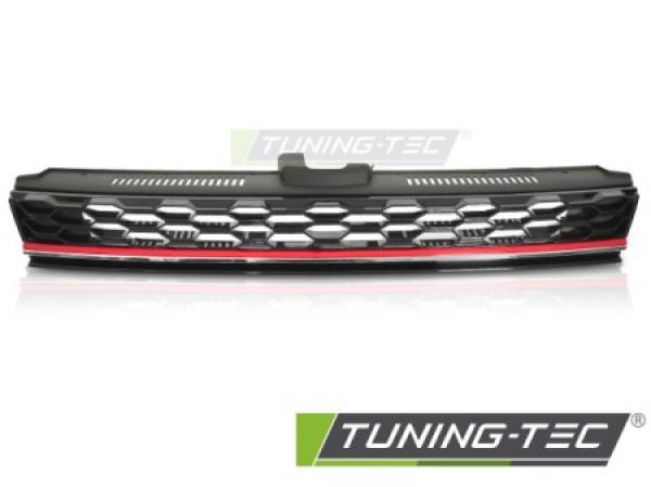 Upgrade Sportgrill / Kühlergrill für Volkswagen Golf 7 (VII) Facelift 17-20 schwarz/rot in Wabendesign