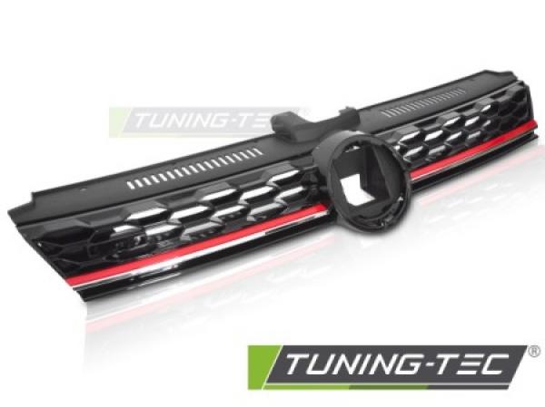 Upgrade Sportgrill / Kühlergrill für Volkswagen Golf 7 (VII) Facelift 17-20 Hochglanz-schwarz/rot in Wabendesign