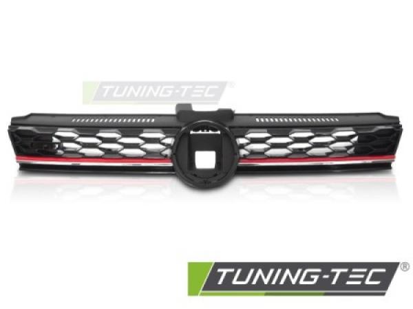 Upgrade Sportgrill / Kühlergrill für Volkswagen Golf 7 (VII) Facelift 17-20 Hochglanz-schwarz/rot in Wabendesign