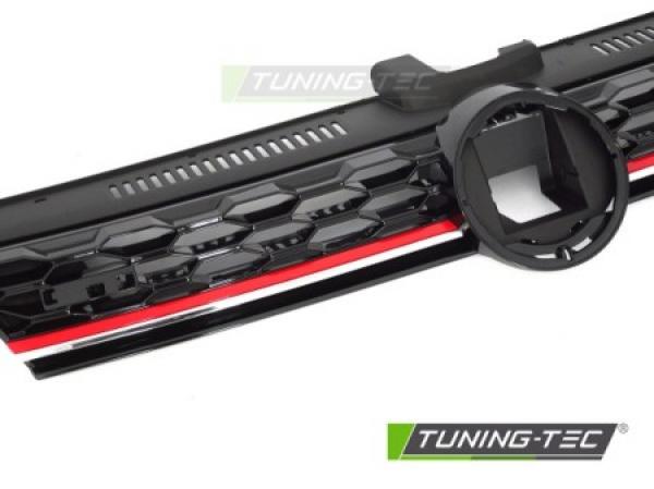 Upgrade Sportgrill / Kühlergrill für Volkswagen Golf 7 (VII) Facelift 17-20 Hochglanz-schwarz/rot in Wabendesign