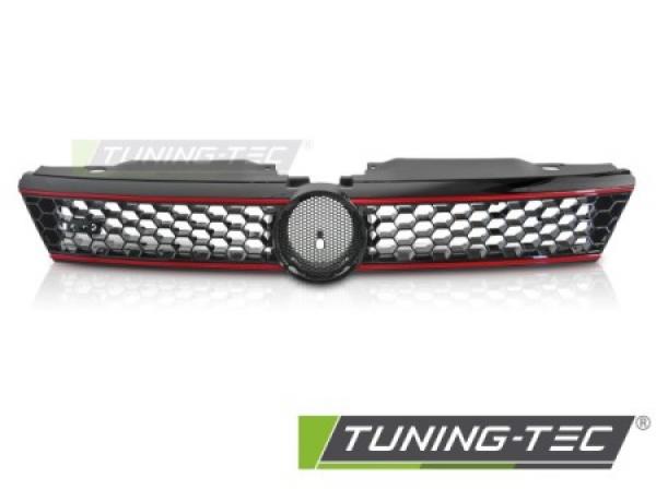 Upgrade Sportgrill / Kühlergrill für Volkswagen Jetta 11-14 Hochglanz- schwarz/rot in Wabendesign
