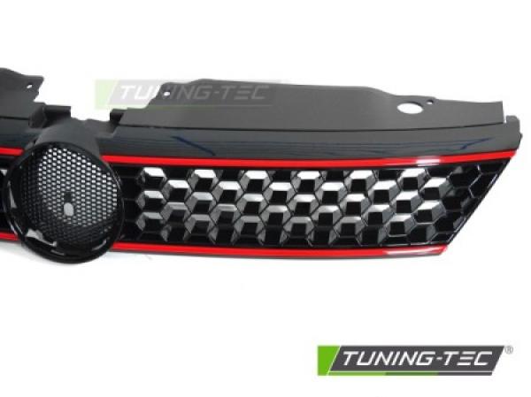 Upgrade Sportgrill / Kühlergrill für Volkswagen Jetta 11-14 Hochglanz- schwarz/rot in Wabendesign