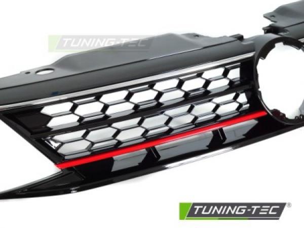 Upgrade Sportgrill / Kühlergrill für Volkswagen Jetta VI 14-18 Hochglanz- schwarz/rot in Wabendesign