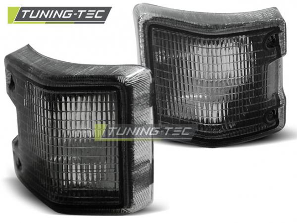 Top Angebot Schwarze eckige Multivan Doppelscheinwerfer + Sportgrill schwarz eckig + Südafrika Kühlergrill schwarz matt + Frontblinker smoke VW T3 Bus BJ 1979 - 1992