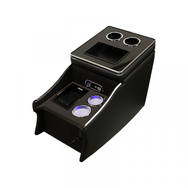 New Edition Staufach Mittelkonsole Ablage für alle Mercedes Benz Vito W447 14-23 mit LED Beleuchtung, USB und Induktions-Ladestation