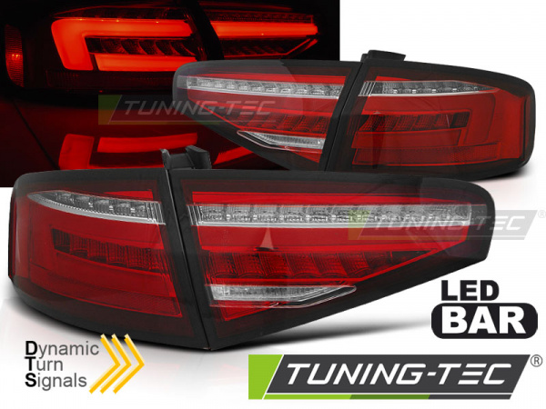 Voll LED Lightbar Design Rückleuchten für Audi A4 B8 (8K) Facelift Limousine 12-15 rot/klar mit dynamischem Blinker