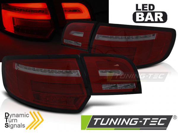 Voll LED Lightbar Design Rückleuchten für Audi A3 8P Sportback 04-08 rot/rauch mit dynamischem Blinker