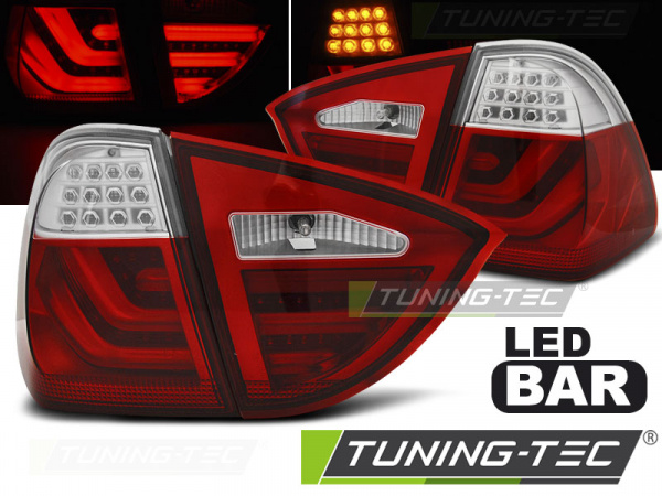 LED Lightbar Design Rückleuchten für BMW 3er E91 Touring 05-08 rot/silber/klar