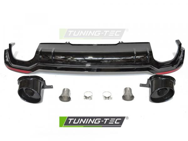 Upgrade Sport Design Heckstoßstange für Audi A4 B9 (8W) 15-19 inkl. Zubehör in Hochglanz schwarz