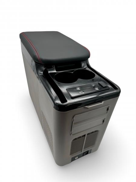 Upgrade+ "Freeze" Staufach Mittelkonsole Ablage für VW T5 03-09 mit Kühlfunktion, USB und Getränkehaltern + App Steuerung Grau