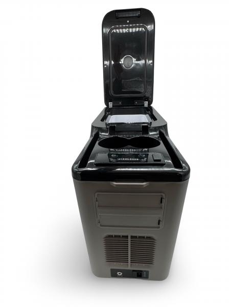 Upgrade+ "Freeze" Staufach Mittelkonsole Ablage für VW T5 03-09 mit Kühlfunktion, USB und Getränkehaltern + App Steuerung Grau