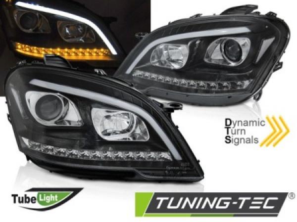 LED Tagfahrlicht Design Scheinwerfer für Mercedes Benz ML W164 Facelift 09-11 schwarz mit dynamischem LED Blinker