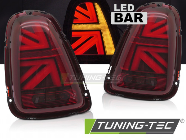 VOLL LED Lightbar Union Jack Design Rückleuchten Set für Mini Cooper R56/R57/R58/R59 06-14 rot/klar
