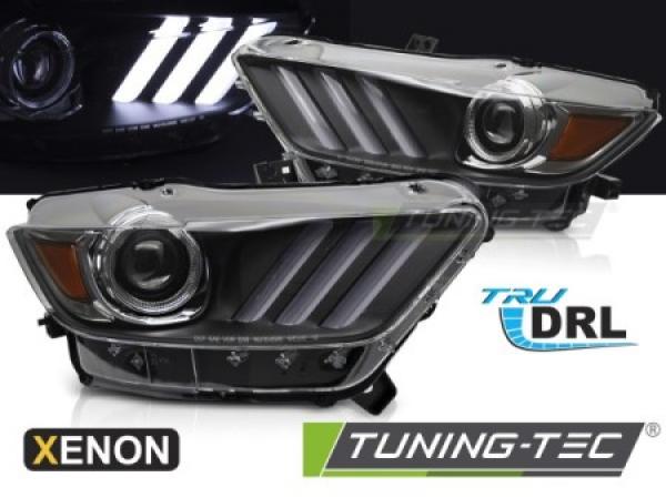 Xenon Upgrade LED Tagfahrlicht Design Scheinwerfer für Ford Mustang 14-17 schwarz