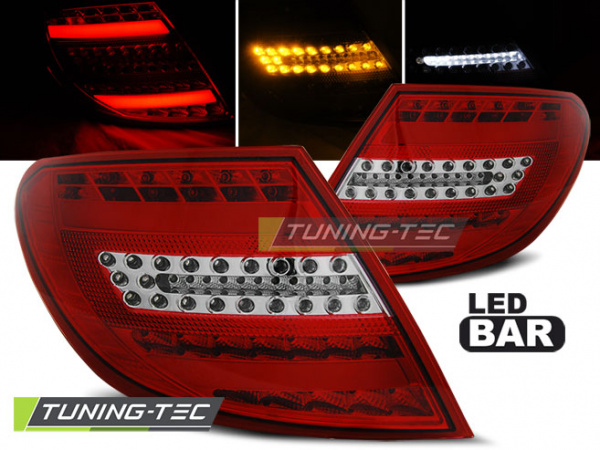 Voll LED Lightbar Design Rückleuchten für Mercedes Benz C-Klasse W204 Limousine 07-10 rot/klar