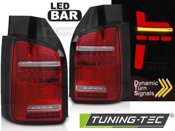Voll LED Lightbar Design Rückleuchten passend für VW T6.1 20+ rot/klar mit dynamischem Blinker