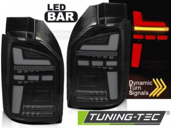 Voll LED Lightbar Design Rückleuchten für VW T6.1 20+ schwarz/rauch mit dynamischen Blinker (für Heckklappe)