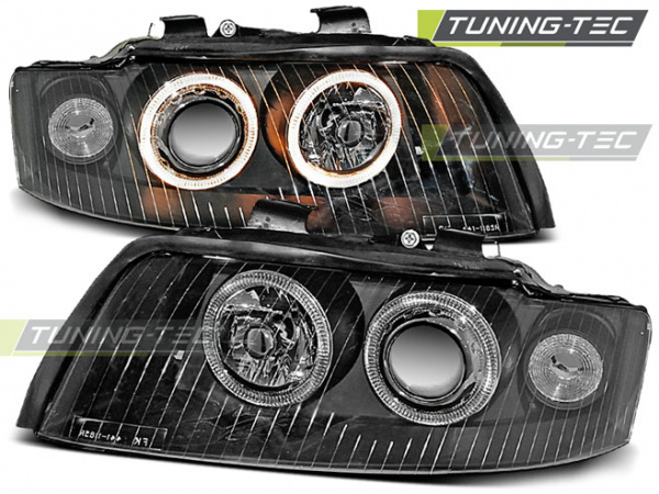 Upgrade Design Angel Eyes Scheinwerfer für Audi A4 B6 00-04 schwarz