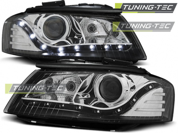 LED Tagfahrlicht Scheinwerfer für Audi A3 8P 04-08 schwarz