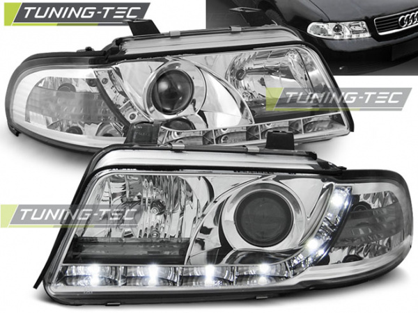 LED Tagfahrlicht Design Scheinwerfer für Audi A4 B5 Facelift 99-00 chrom
