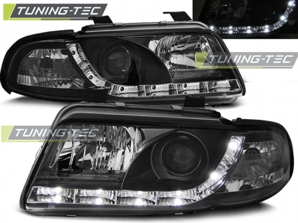 LED Tagfahrlicht Design Scheinwerfer für Audi A4 B5 99-00 schwarz