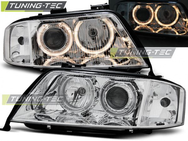 LED Angel Eyes Scheinwerfer für Audi A6 4B 97-01 chrom