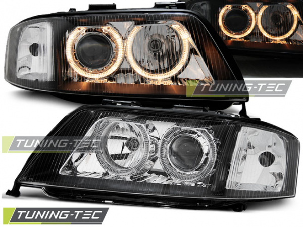 LED Angel Eyes Scheinwerfer für Audi A6 4B 97-01 schwarz