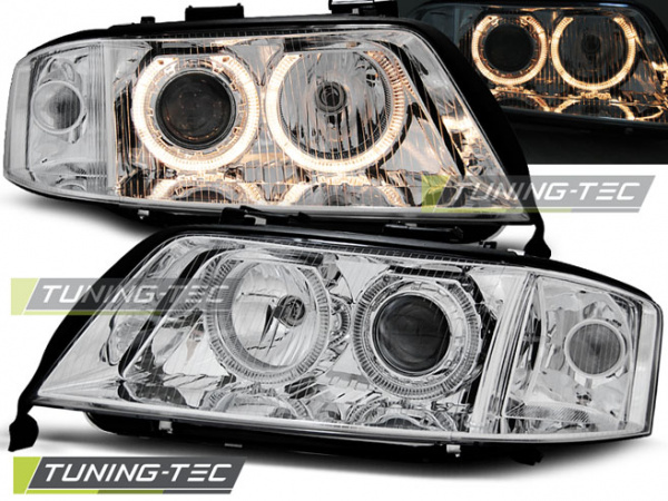 LED Angel Eyes Scheinwerfer für Audi A6 4B 97-01 chrom